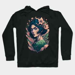 Ghibli style Woman Portrait Spirit Fairy Godess Pretty Queen Hoodie